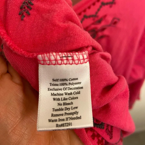 Johnny Was Embroidered Flowers Quarter Sleeve Blouse Pink Size Small - Picture 6 of 8